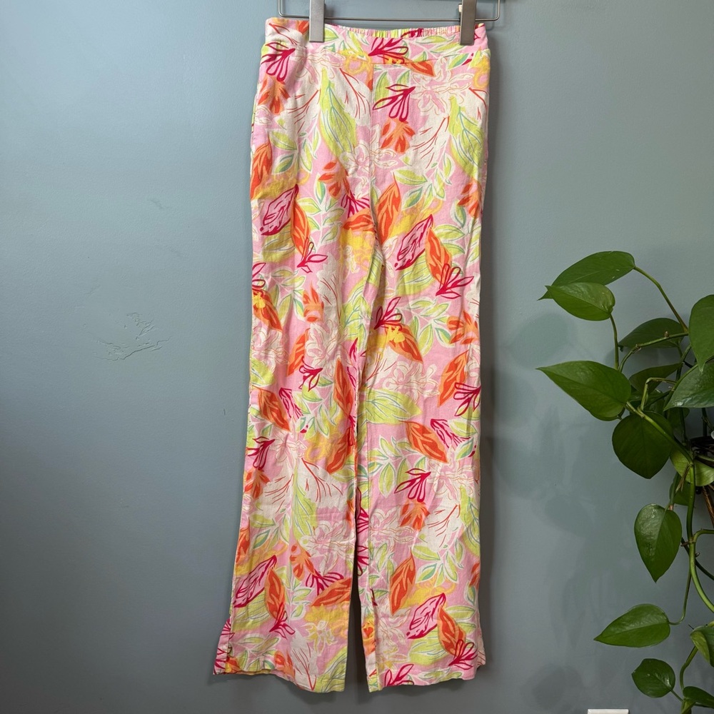 Sincerely Jules Multicolor Tropical Floral Pull On Linen Wide Leg Pants. Small - Picture 11 of 11
